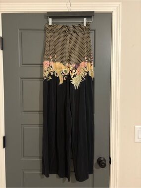 Jacques Molko Paris 100% Silk Printed Wide Leg Pants Size 40